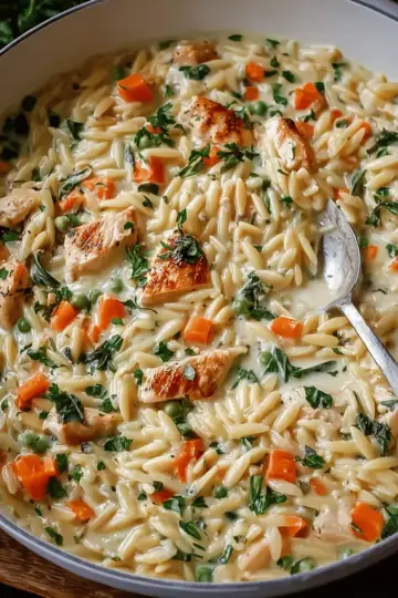 Creamy Chicken Pot Pie Orzo Recipe