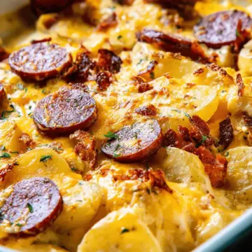 Cheesy Potatoes with Smoked Sausage