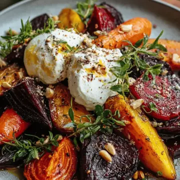Roasted Beets and Carrots Salad with Burrata