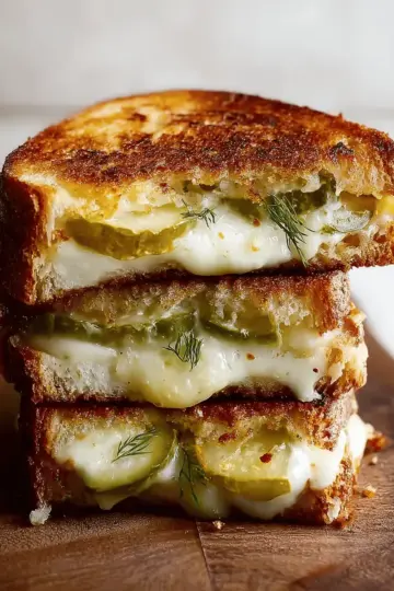 Crispy Dill Pickle Grilled Cheese Sandwich