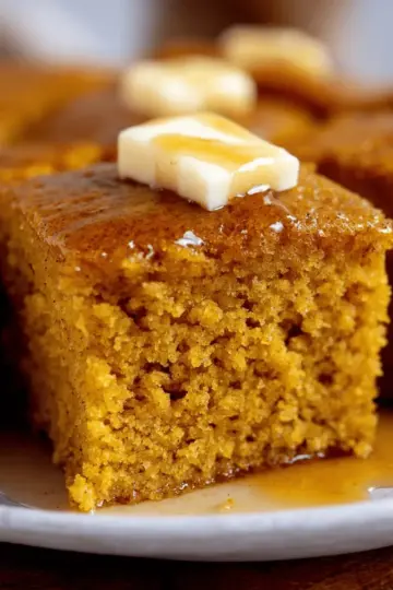 Pumpkin Cornbread with Cinnamon Honey Butter