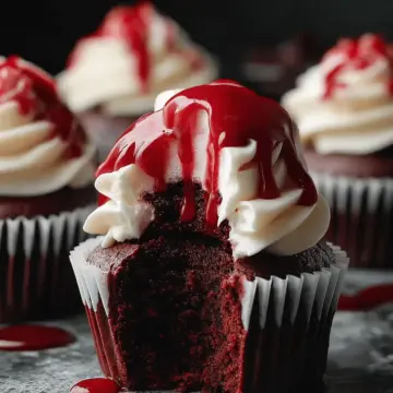 Halloween Vampire Bite Cupcakes