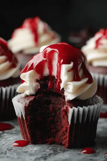 Halloween Vampire Bite Cupcakes