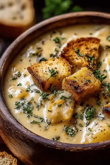 Hearty Cheddar Garlic Herb Potato Soup Recipe