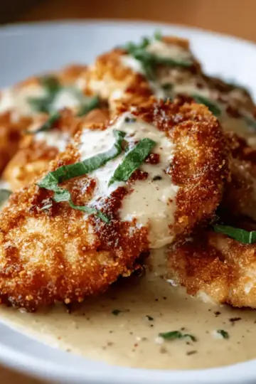 Crispy Parmesan Chicken with a Rich Garlic Sauce – Easy Dinner Idea