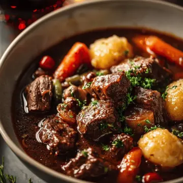 French-Style Beef Stew with Red Wine and Vegetables