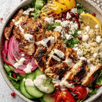 Easy Shawarma Chicken Bowls with Lemon Sauce