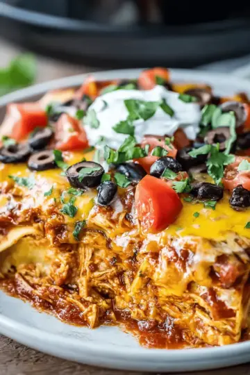 Crockpot Chicken Enchilada Casserole