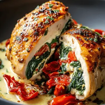 Roasted Red Pepper, Spinach, and Mozzarella Stuffed Chicken