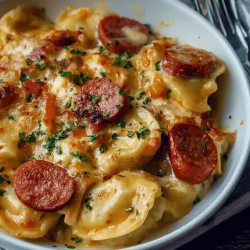 THE BEST Crockpot Pierogi Casserole with Kielbasa