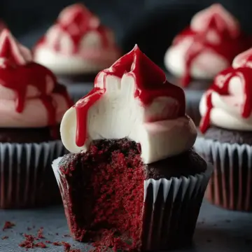 Halloween Vampire Bite Cupcakes