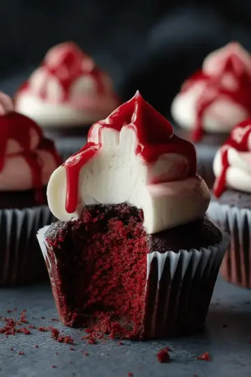 Halloween Vampire Bite Cupcakes