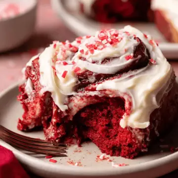 Red Velvet Cinnamon Rolls with Cream Cheese Frosting