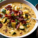 Creamy Corn, Zucchini, and Bacon Chowder