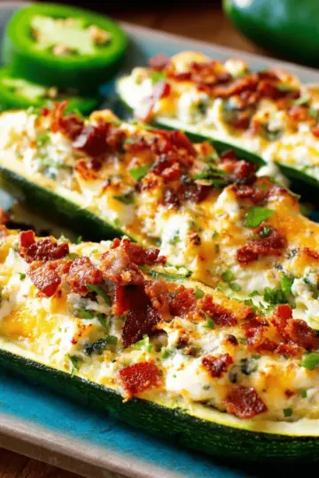 Jalapeno Popper Zucchini Boats