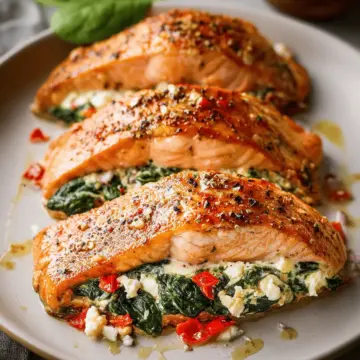 Stuffed Salmon With Spinach & Feta