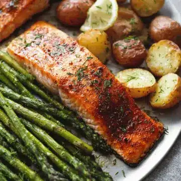 Sheet Pan Salmon and Asparagus with Potatoes
