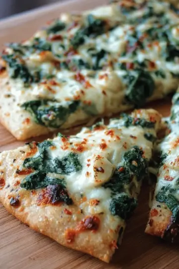 White Pizza with Spinach & Roasted Garlic