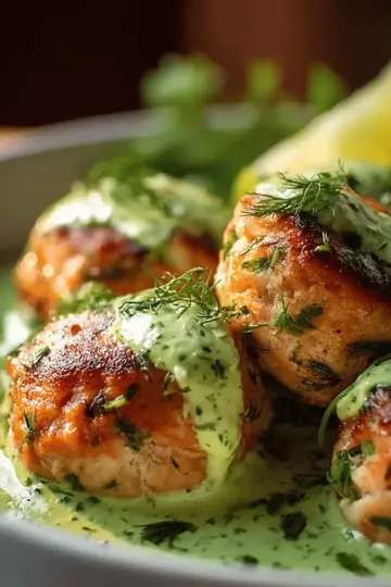 Salmon Balls with Creamy Avocado Sauce