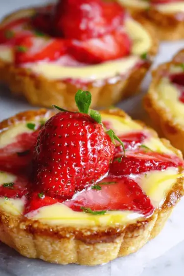 Strawberry Honey Custard Tarts with Lemon Curd