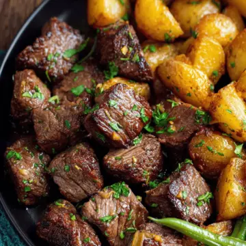 Garlic Butter Steak Bites and Potatoes