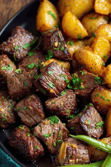Garlic Butter Steak Bites and Potatoes