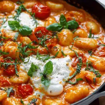 30 Minute Creamy Tomato Gnocchi with Burrata
