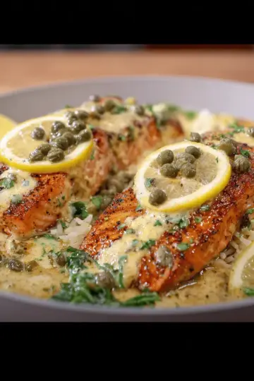 Easy One Pan Creamy Lemon Caper Butter Salmon