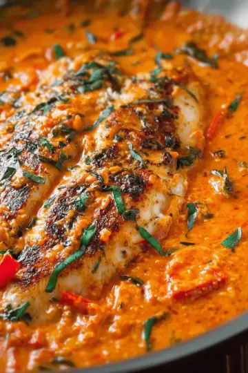 Tilapia in Roasted Pepper Sauce