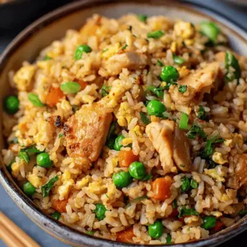 High Protein Crispy Garlic Chicken Fried Rice