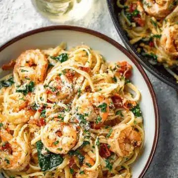 Creamy Tuscan Shrimp Linguine