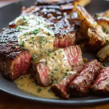 Ribeye and Roasted Garlic Pan Sauce