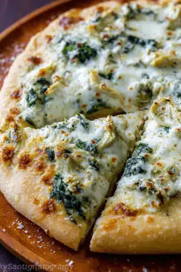 Spinach Artichoke White Cheese Pizza