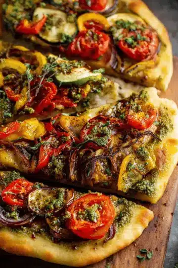 Roasted Vegetable Pesto Flatbread