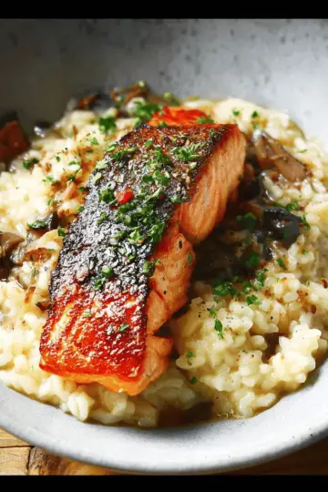 Japanese Style Risotto with Seared Salmon