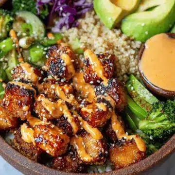 Crispy Bang Bang Salmon Bites Bowls