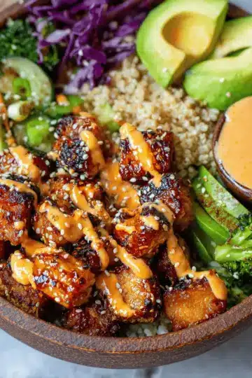 Crispy Bang Bang Salmon Bites Bowls