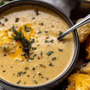 Hearty Cheddar Garlic Herb Potato Soup