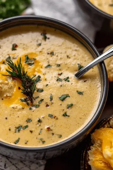 Hearty Cheddar Garlic Herb Potato Soup