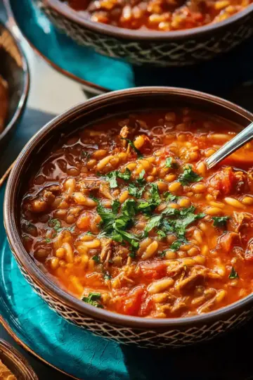 Harira (Moroccan Tomato, Lentil & Beef Soup)