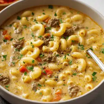 One-Pot Macaroni Cheeseburger Soup