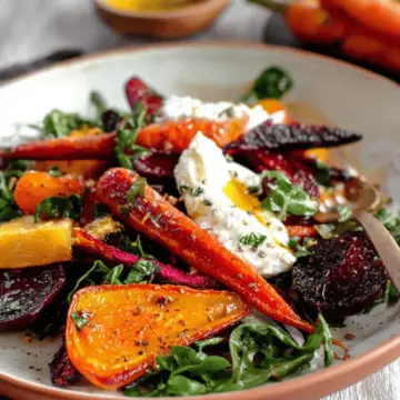 Roasted Beets and Carrots Salad with Burrata