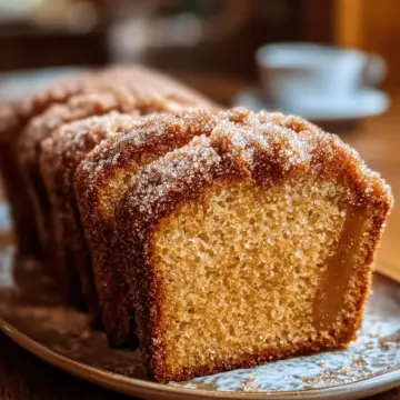 Spiced Apple Cider Donut Loaf with a Cinnamon Sugar Crust