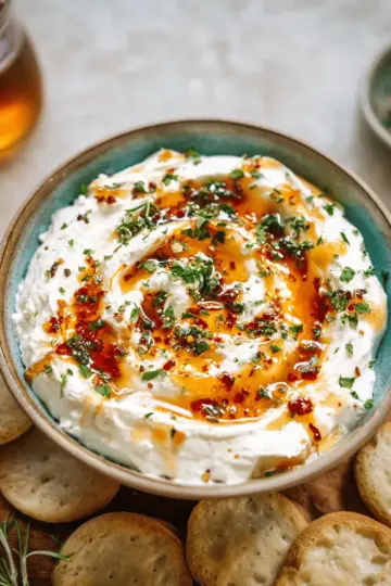 Quick Whipped Ricotta Dip with Hot Honey Appetizer