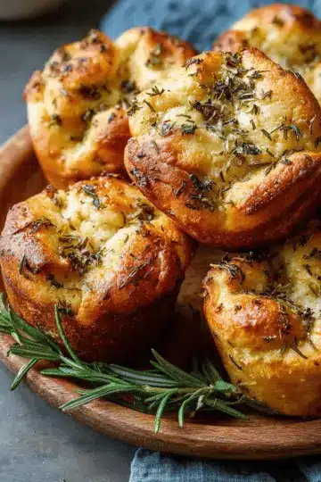 Easy Garlic Rosemary Focaccia Muffins