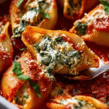 Spinach ricotta stuffed shells