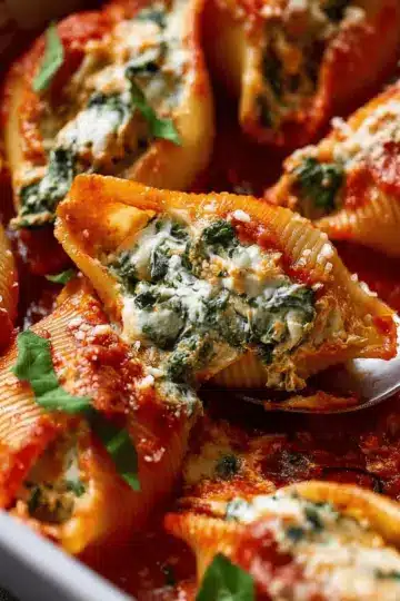 Spinach ricotta stuffed shells