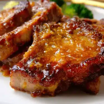 Chuletas de puerco con aderezo de mostaza y miel