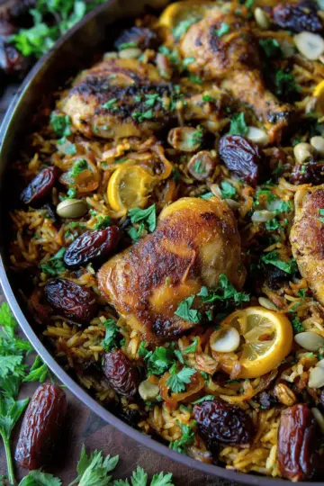 Moroccan Chicken and Rice with Dates & Olives
