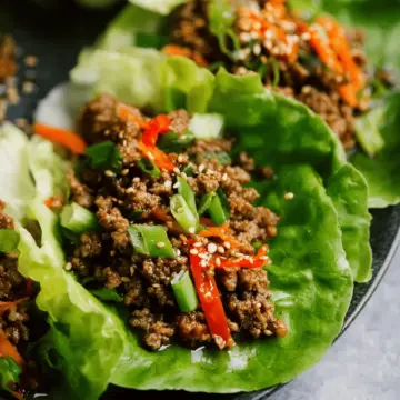 Asian-Style Ground Beef Lettuce Wraps